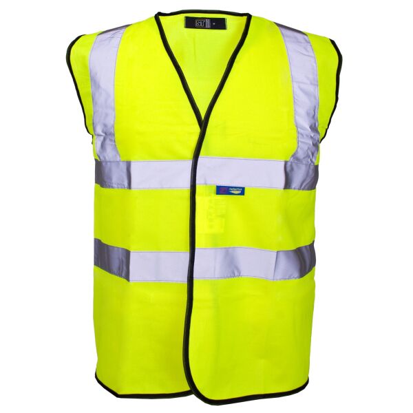 Supertouch Hi Vis Yellow Velcro Vest Black Binding Thumbnail