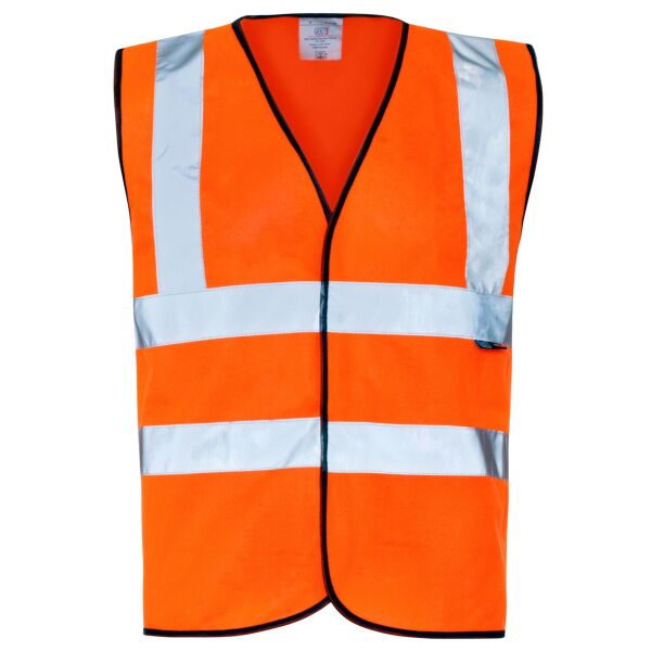 Supertouch Hi Vis Orange Velcro Vest Black Binding Thumbnail