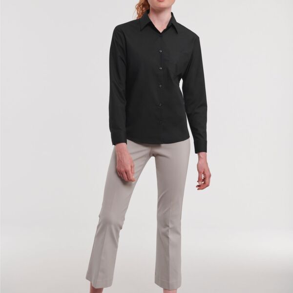 Ladies' Long Sleeve Polycotton Easy Care Poplin Shirt Thumbnail